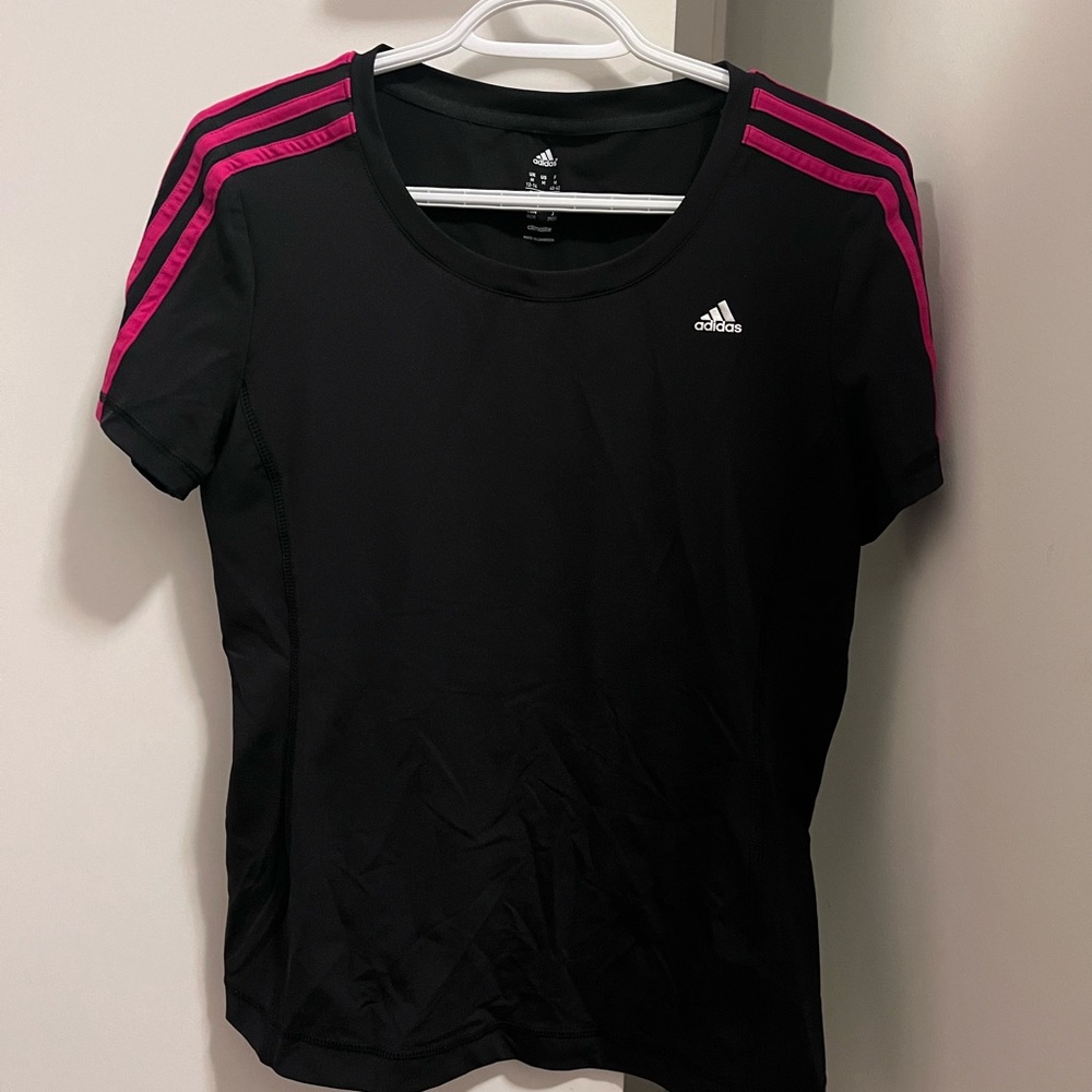 Adidas Black Sports Tee with Pink Accents size M
